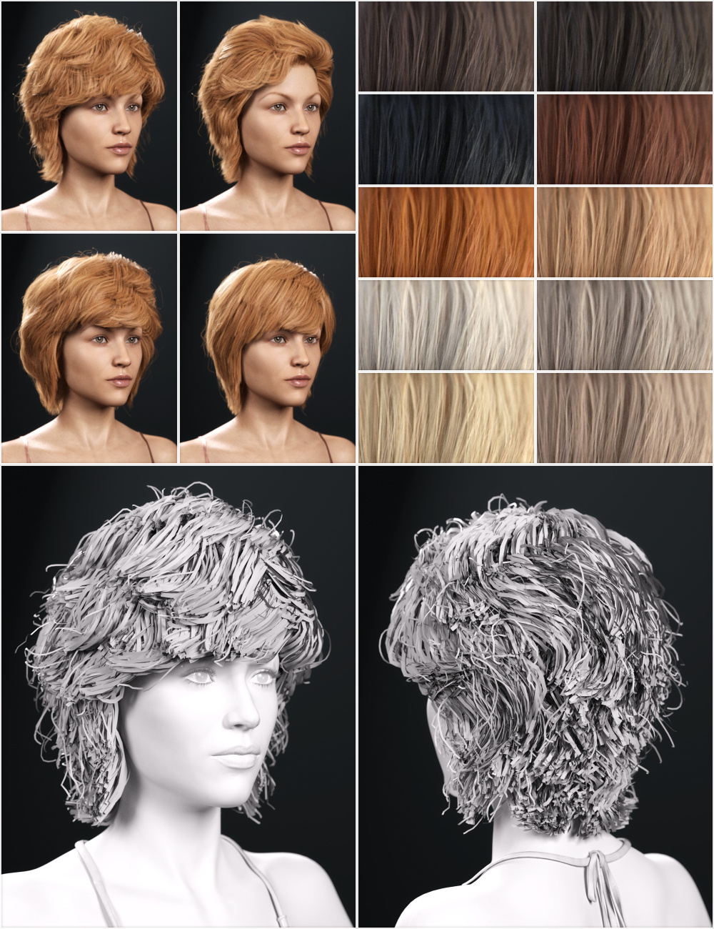 Lucinda Hair for Genesis 3 and 8 Female(s) by: Sarah Payne, 3D Models by Daz 3D
