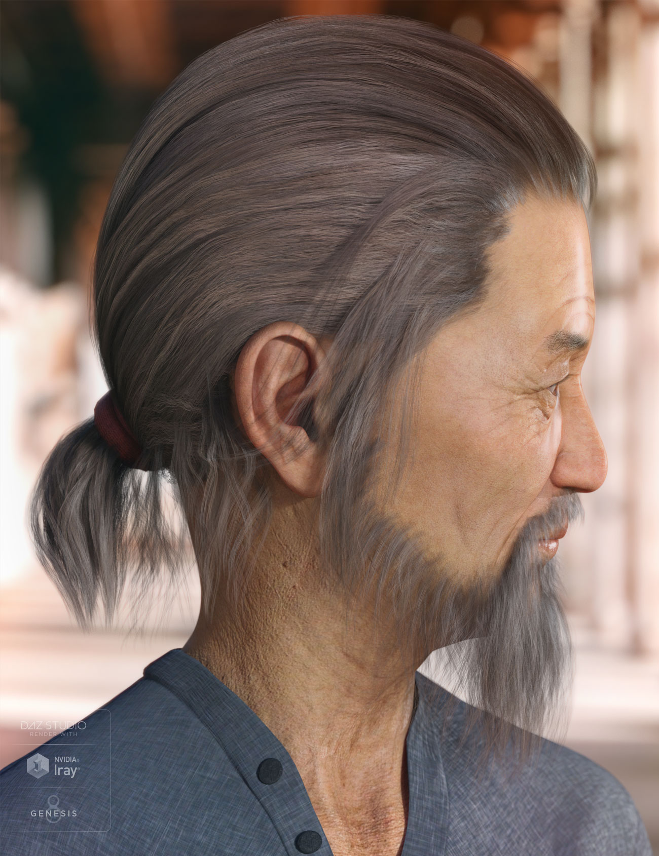 Nikan Hair and Beard for Genesis 3 & 8 Male(s) by: AprilYSH, 3D Models by Daz 3D
