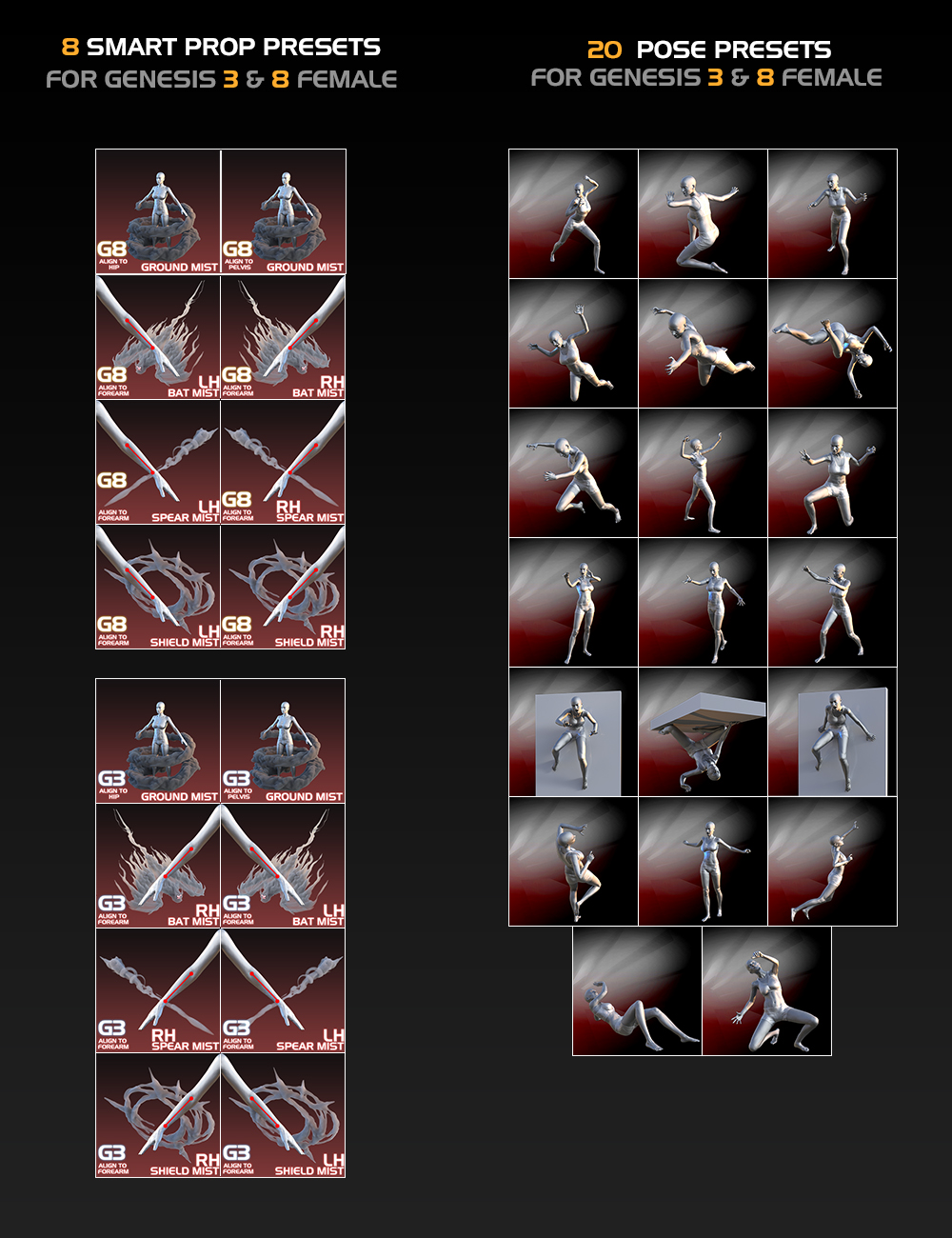 Vampiric Dark Mist Props and Poses for Genesis 3 and 8 Female Vampiric Dark Mist Props and Poses for Genesis 3 and 8 Female by: UnderConstruction, 3D Models by Daz 3D