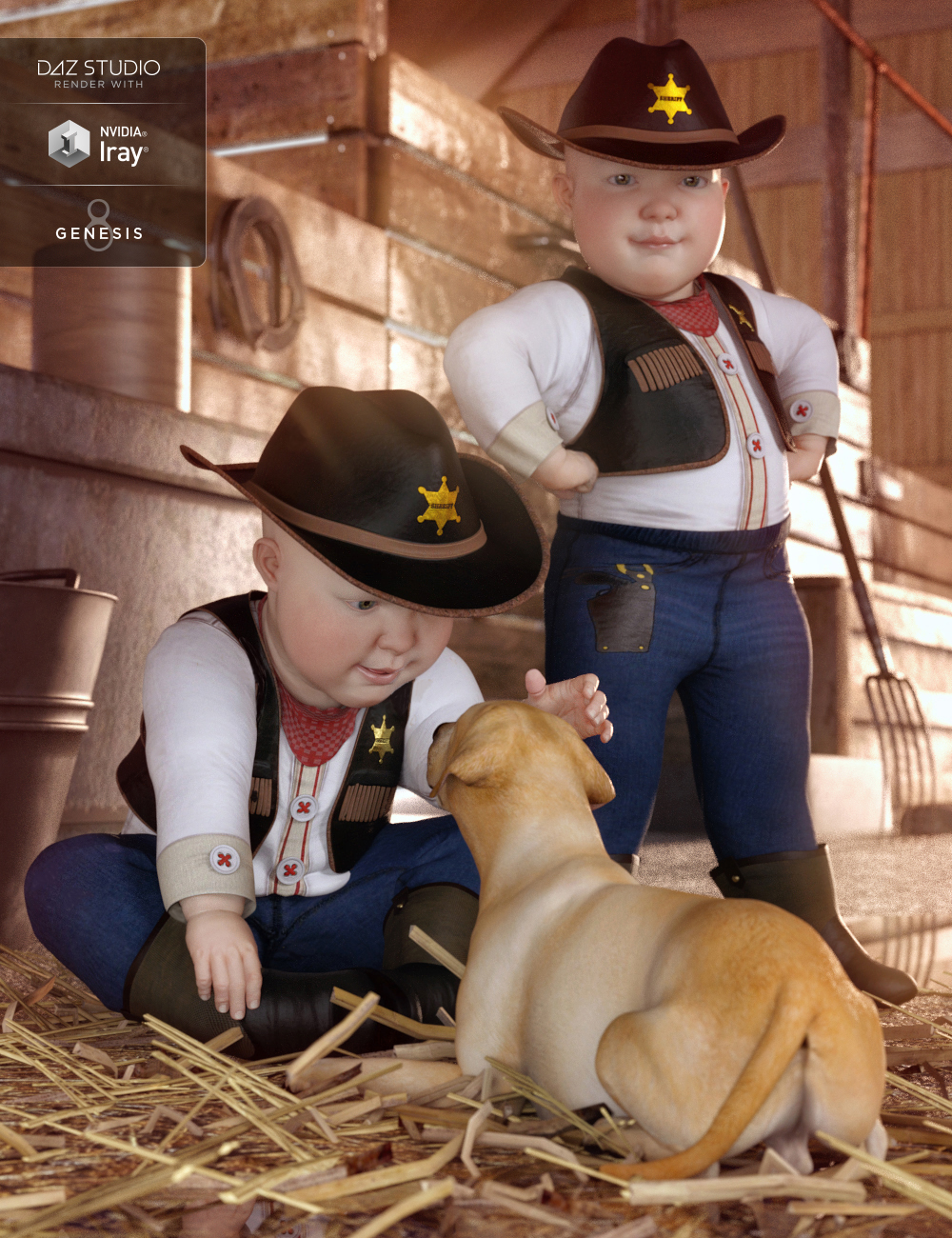 dForce Cowboy Costume for Genesis 8 Male(s) by: Nikisatez, 3D Models by Daz 3D