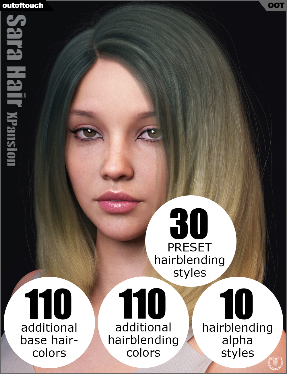 OOT Hairblending 2.0 Texture XPansion for Sara Hair by: outoftouch, 3D Models by Daz 3D