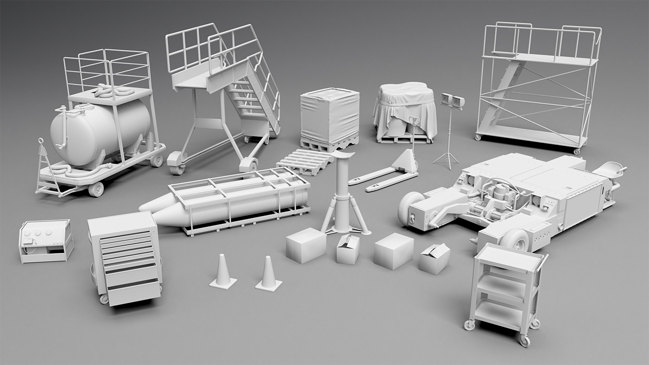 Aircraft Deck Props Set by: Mely3D, 3D Models by Daz 3D