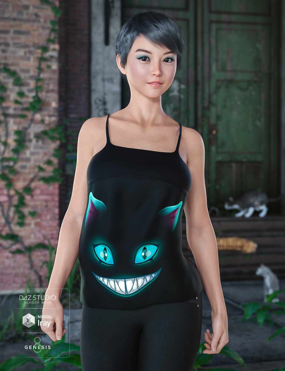 Casual Kitty Set for Genesis 8 Female(s) by: Moonscape GraphicsPoisenedLilySade, 3D Models by Daz 3D