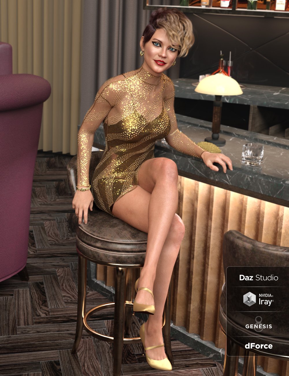 dForce Lacey Dress for Genesis 8 Female(s) by: PoisenedLily, 3D Models by Daz 3D