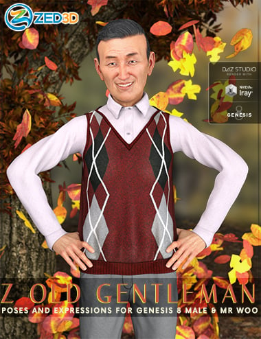 Z Old Gentleman - Poses and Expressions for Mr Woo 8 and Genesis 8 Male by: Zeddicuss, 3D Models by Daz 3D