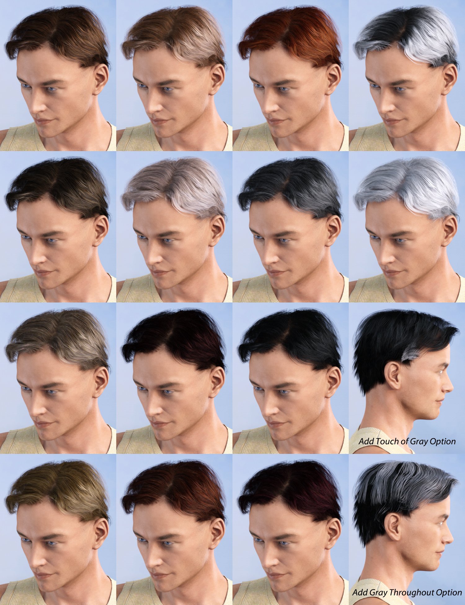 Jian Hair for Genesis 3 and 8 Male by: goldtassel, 3D Models by Daz 3D