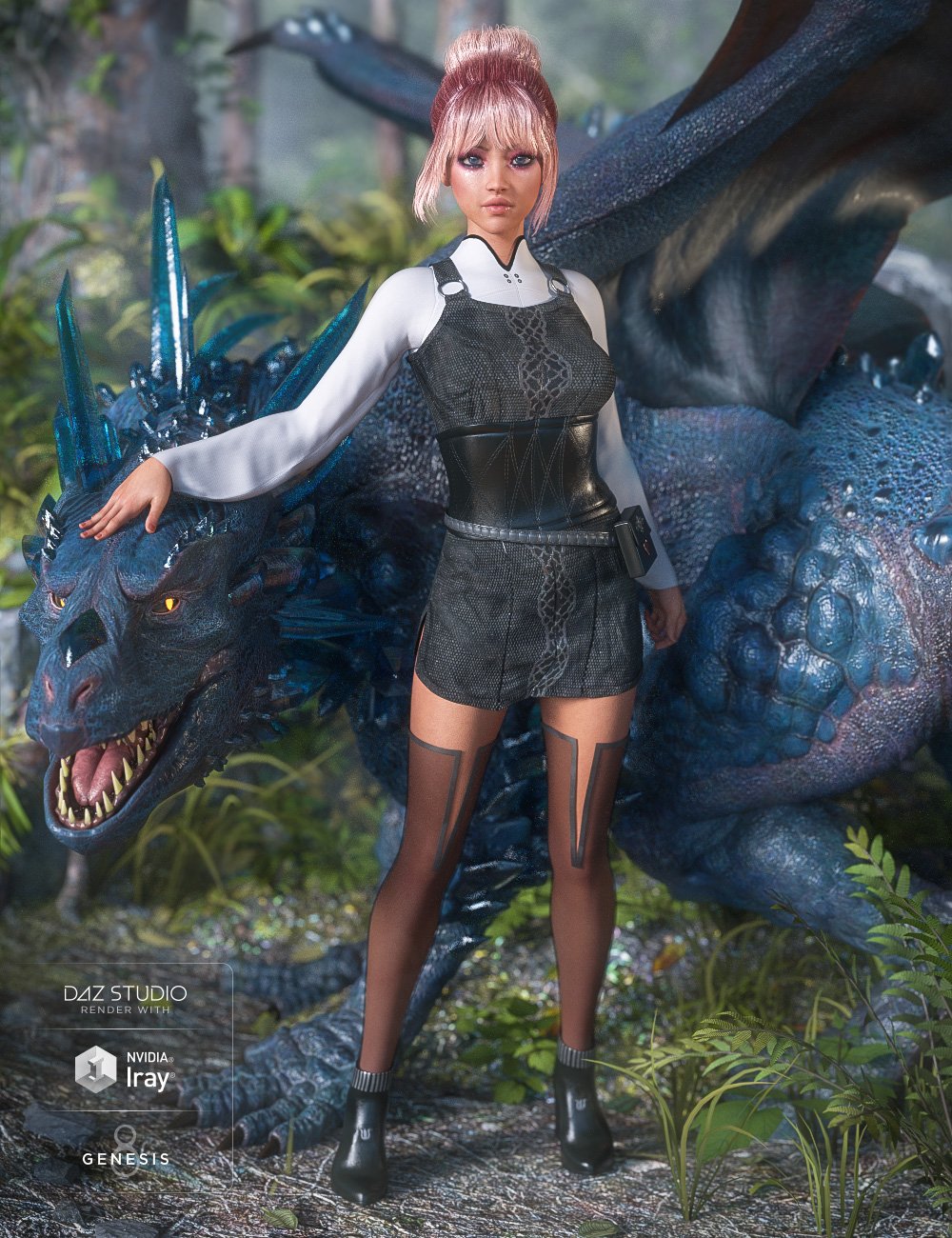 dForce Dragon Sitter Outfit for Genesis 8 Female(s) by: Barbara BrundonMoonscape GraphicsUmblefugly, 3D Models by Daz 3D