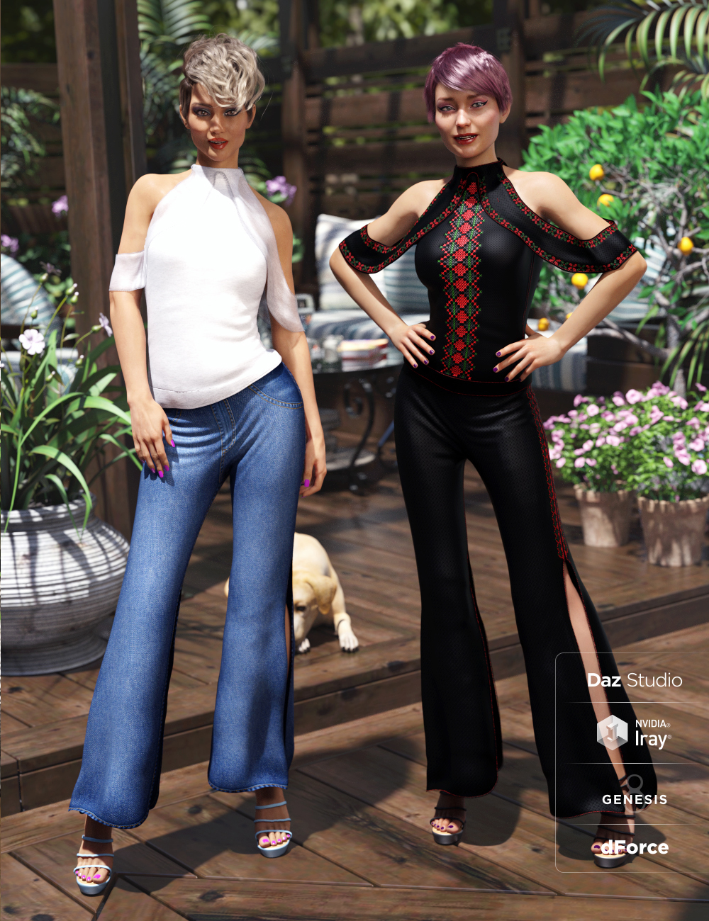 dForce Draped Pants Ensamble Textures by: Atenais, 3D Models by Daz 3D