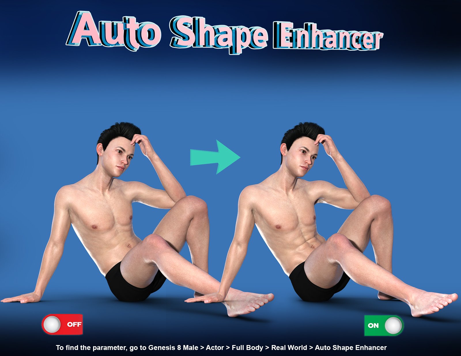 Auto Shape Enhancer for Genesis 8 Male by: D.Master, 3D Models by Daz 3D
