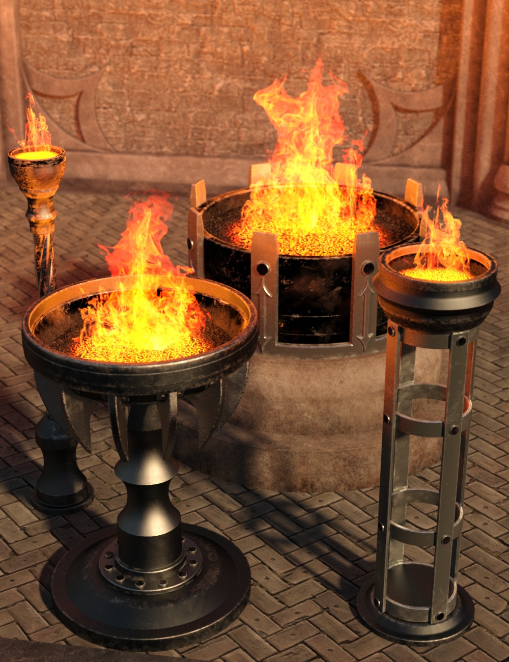 Fantasy Braziers by: Nightshift3D, 3D Models by Daz 3D
