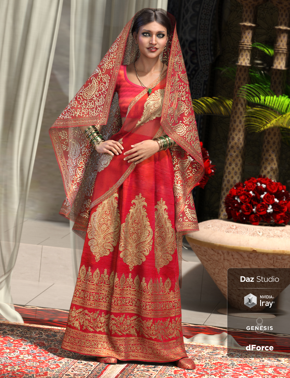 dForce Bollywood Bride for Genesis 8 Female(s) by: ArienNikisatez, 3D Models by Daz 3D