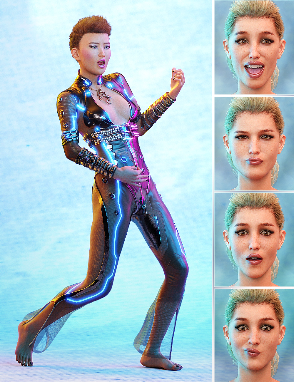 PTF Quirky Poses and Expressions for Genesis 8 Female and Bridget 8 by: PixelTizzyFit, 3D Models by Daz 3D