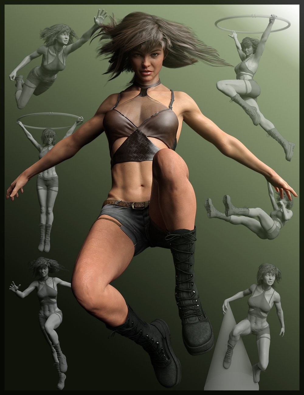 Gravity in Action Poses for Genesis 3 and 8 Female by: Quixotry, 3D Models by Daz 3D