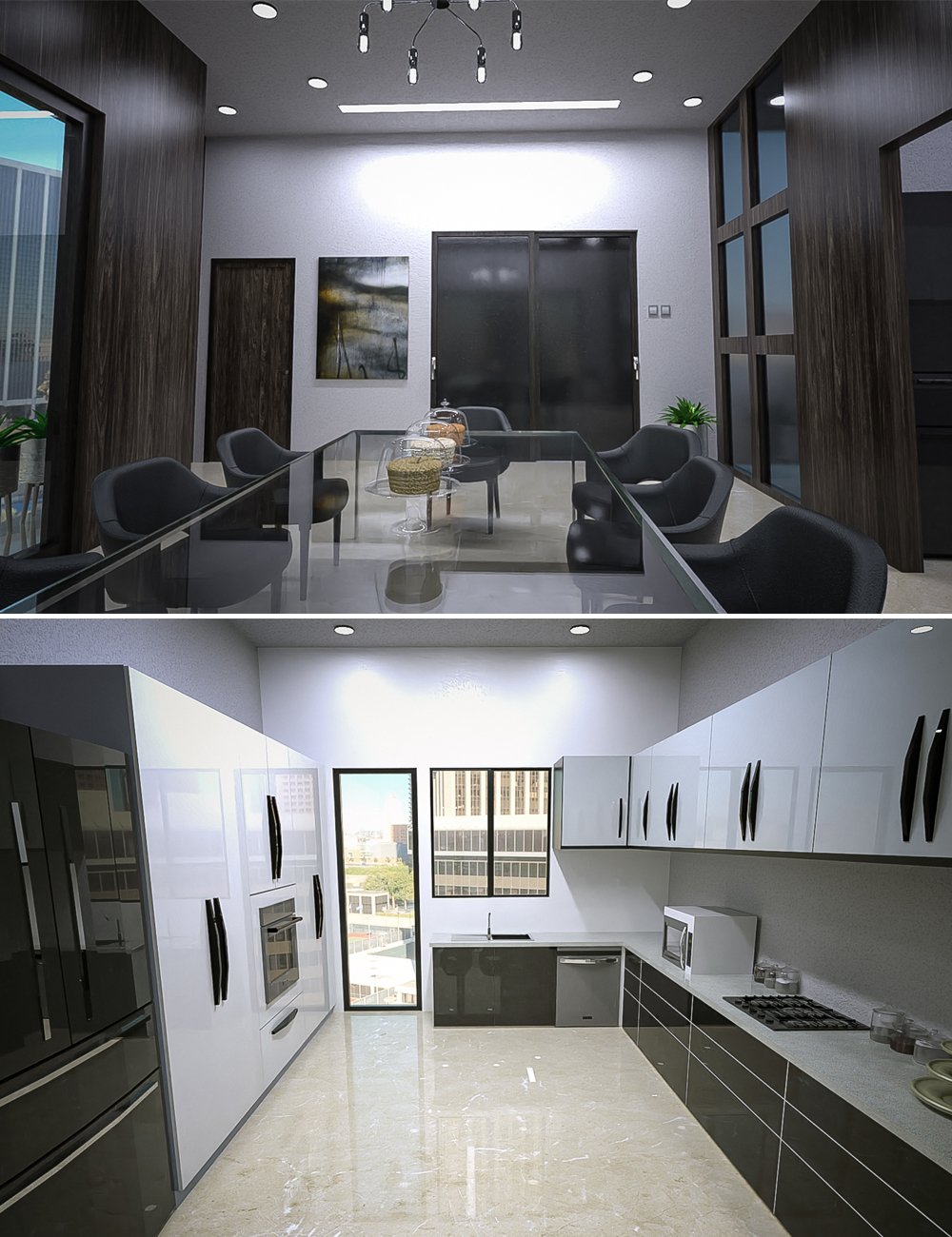 High Rise Kitchen and Dining Room by: Tesla3dCorp, 3D Models by Daz 3D