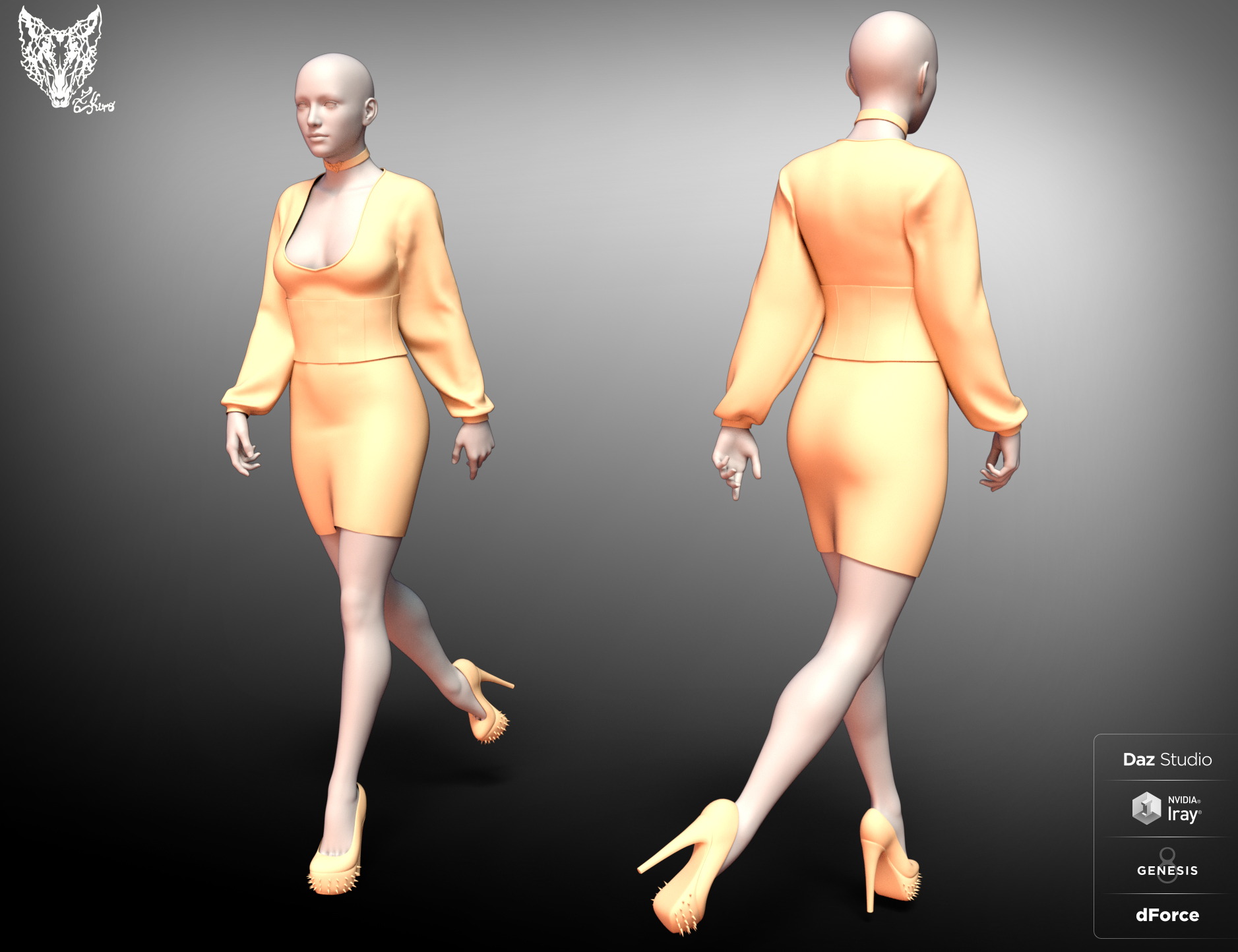 ZK dForce Giel Outfit by: ZKuro, 3D Models by Daz 3D