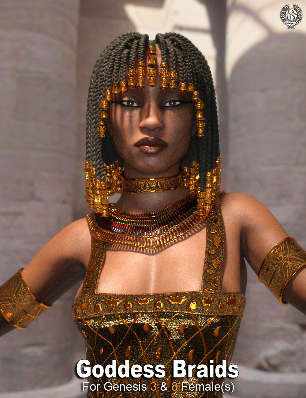 Goddess Braids For Genesis 3 And 8 Females by: SamSil, 3D Models by Daz 3D
