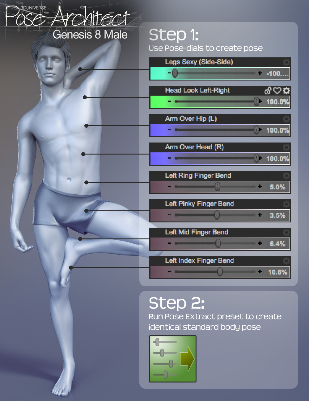 Pose Architect for Genesis 8 Male(s) by: 3D Universe, 3D Models by Daz 3D