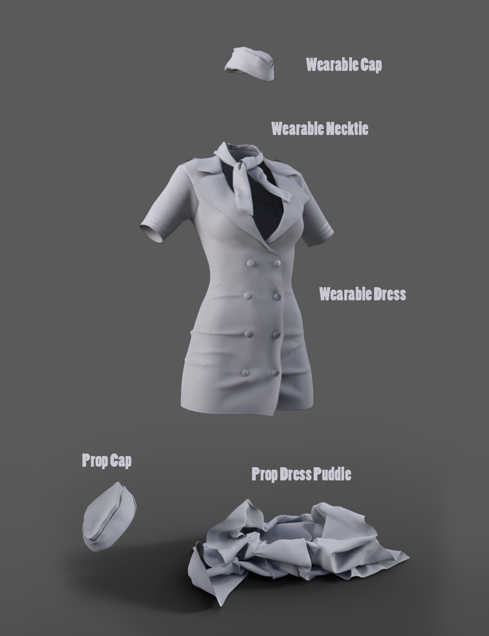 Sexy Stewardess Outfit for Genesis 8 Female by: Falco, 3D Models by Daz 3D