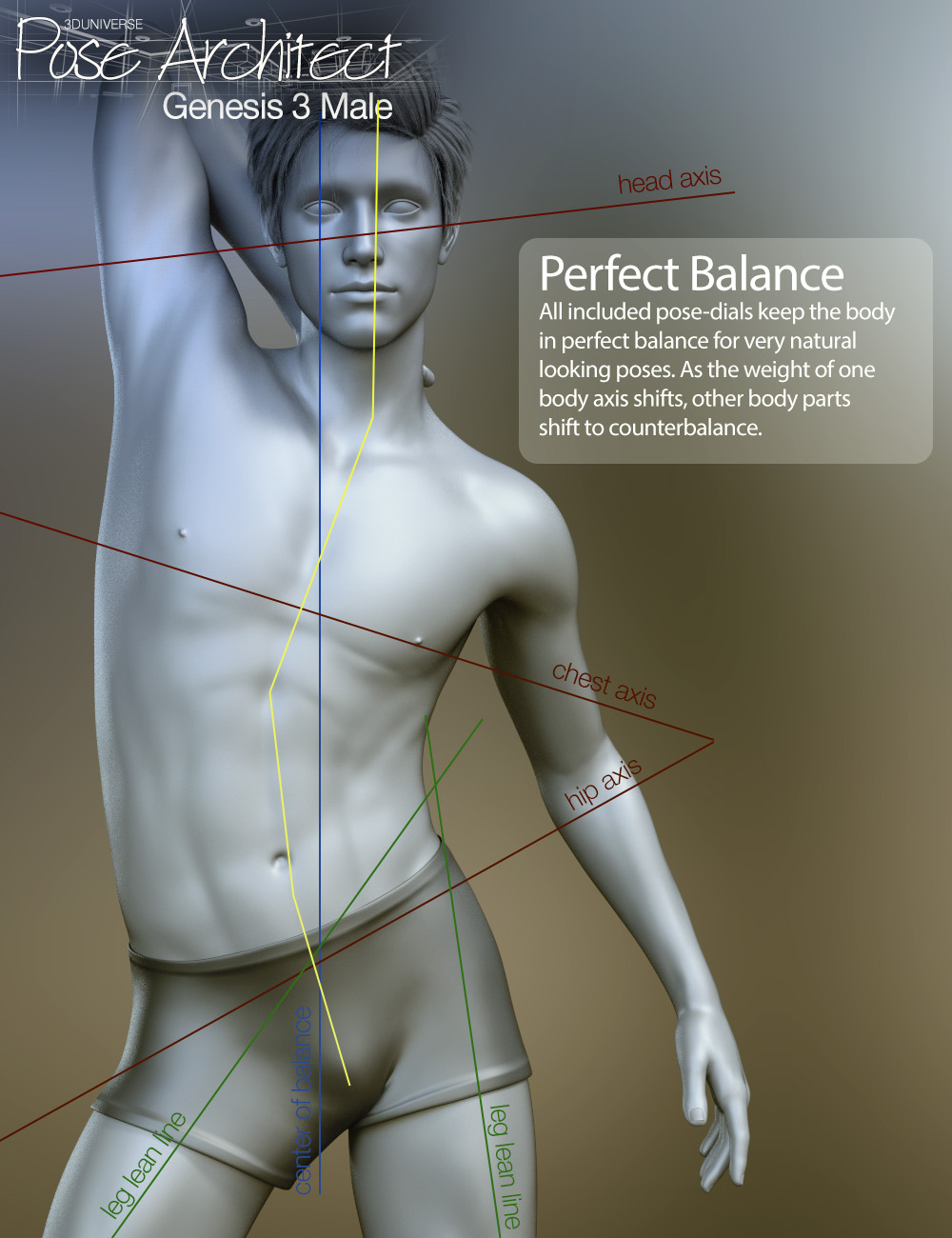 Pose Architect for Genesis 3 Male(s) by: 3D Universe, 3D Models by Daz 3D