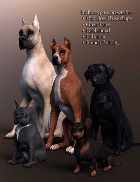 Everyday Pooch Poses for Daz Dog 8 by: Quixotry, 3D Models by Daz 3D