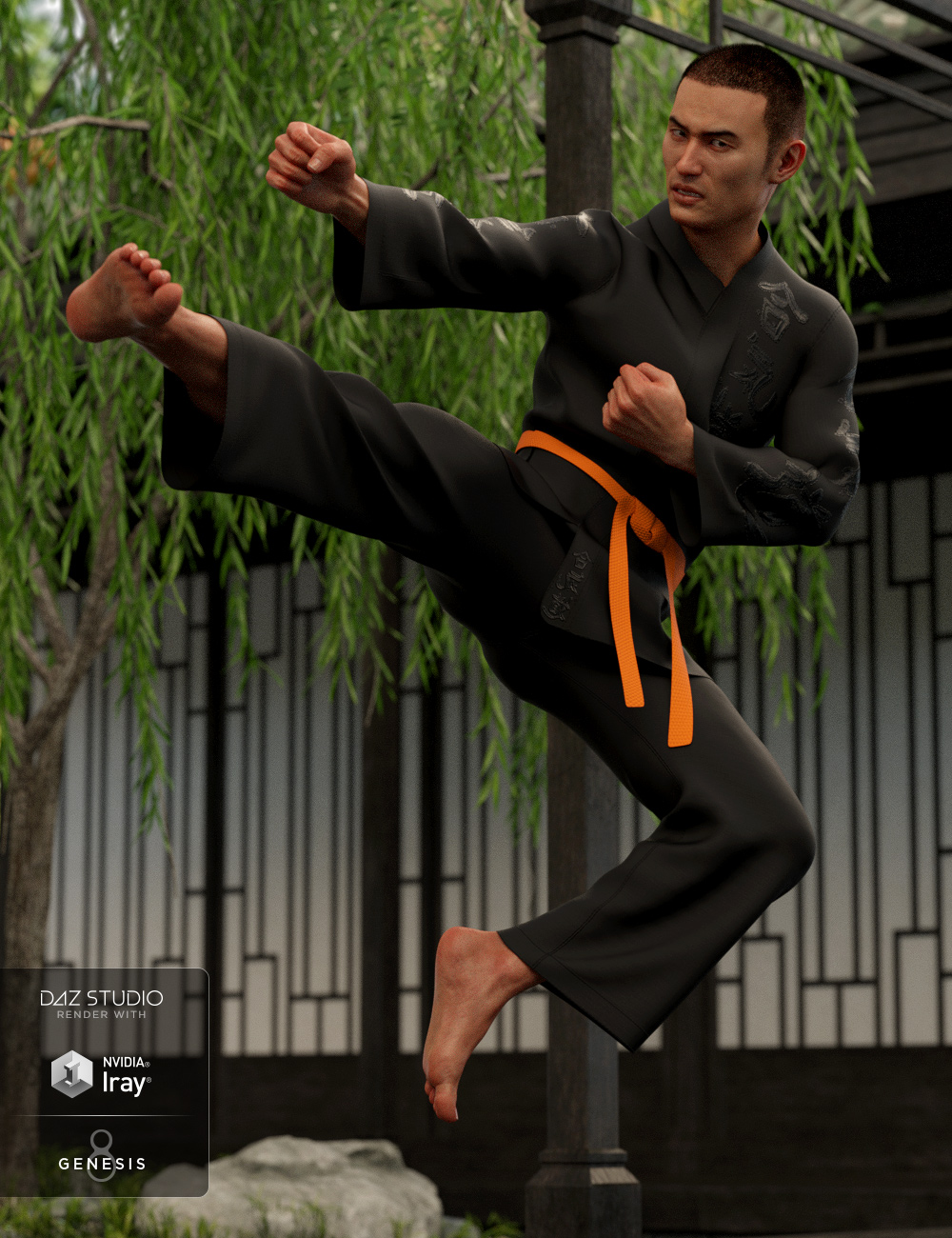 dForce Karate Gi Textures by: Moonscape GraphicsSade, 3D Models by Daz 3D