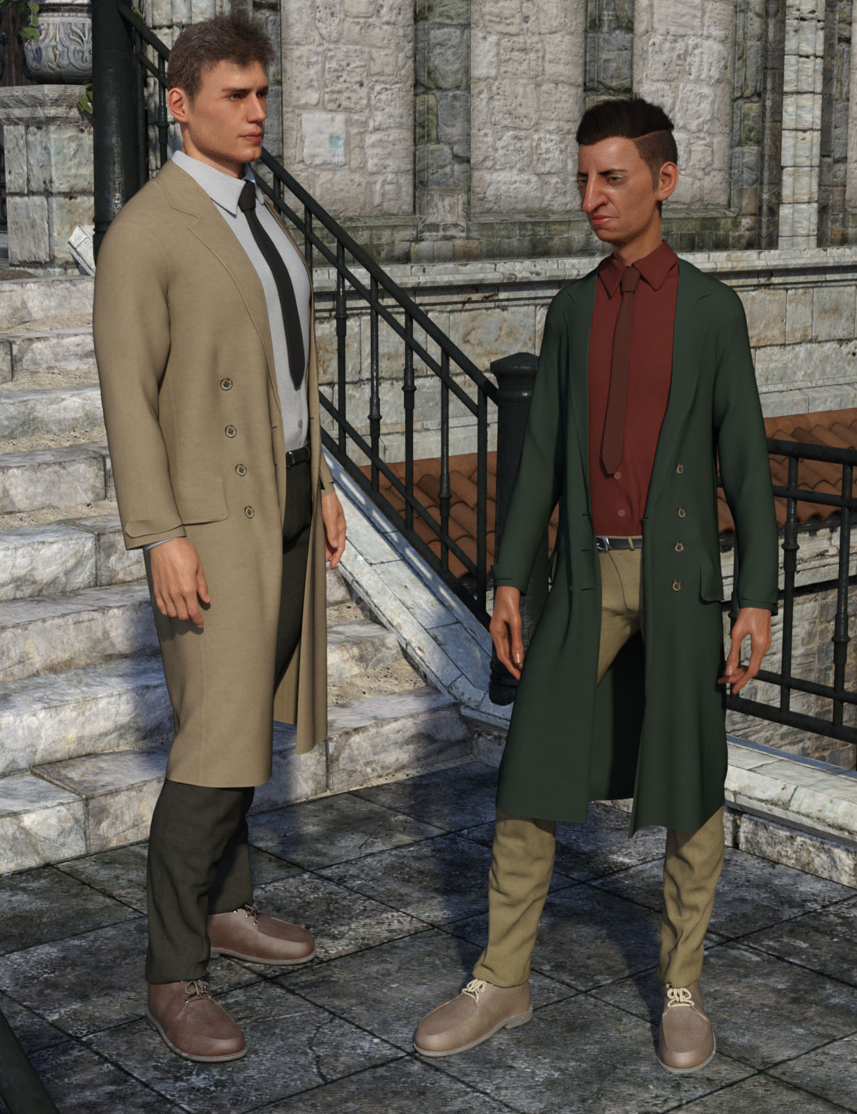 dForce Trench Coat Outfit for Genesis 8 Male(s) by: Oskarsson, 3D Models by Daz 3D