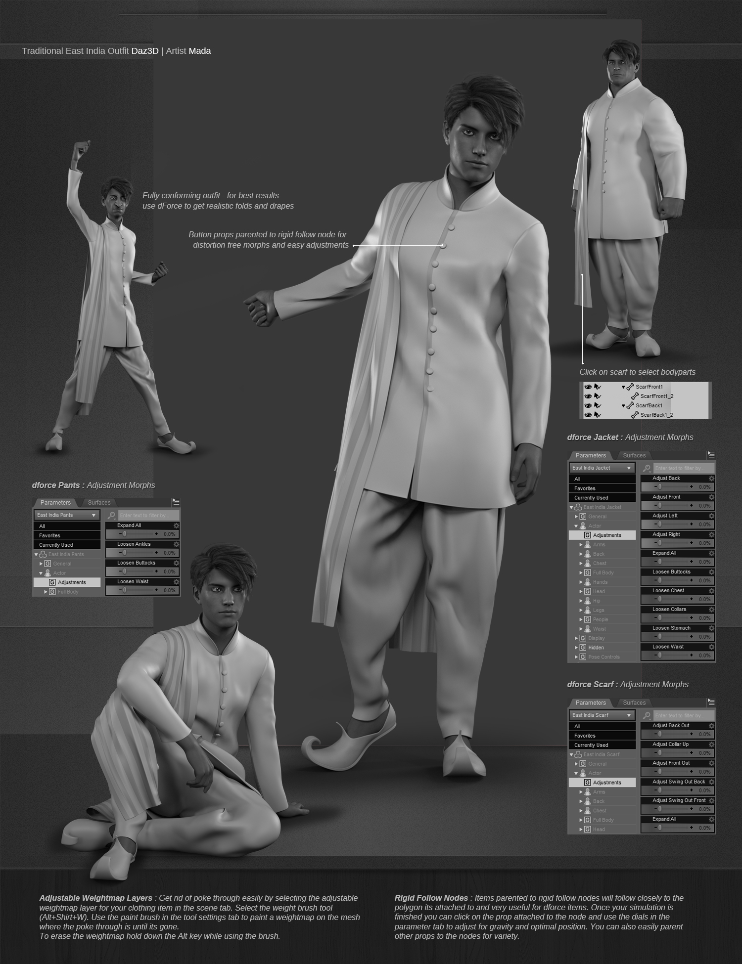 dForce Traditional East Indian Outfit for Genesis 8 Male(s) by: MadaMoonscape GraphicsSade, 3D Models by Daz 3D