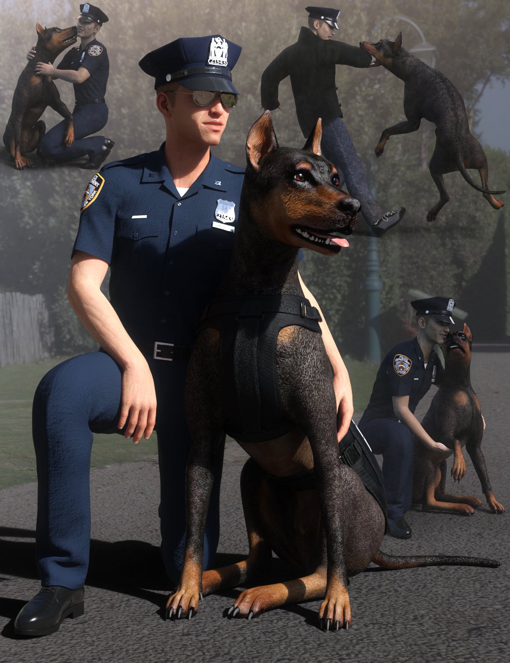 K-9 Unit Poses for Genesis 8 and Daz Dog 8 by: Quixotry, 3D Models by Daz 3D