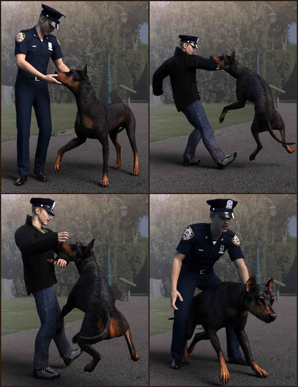 K-9 Unit Poses for Genesis 8 and Daz Dog 8 by: Quixotry, 3D Models by Daz 3D