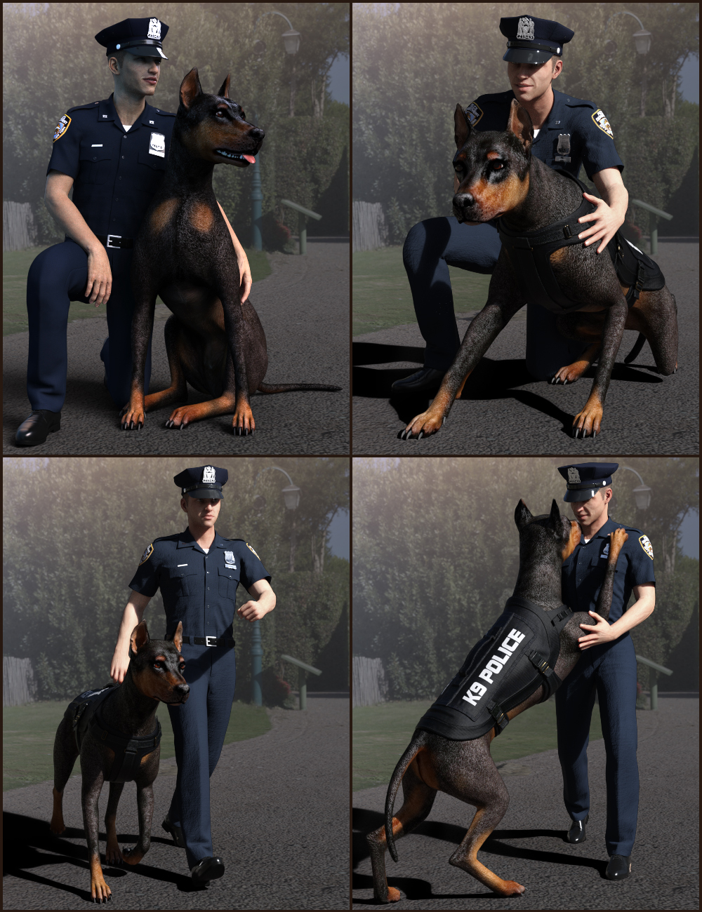 K-9 Unit Poses for Genesis 8 and Daz Dog 8 by: Quixotry, 3D Models by Daz 3D
