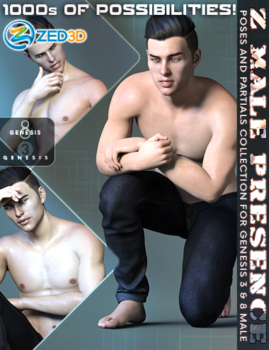 Z Male Presence Poses and Partials for Genesis 3 and 8 Male by: Zeddicuss, 3D Models by Daz 3D