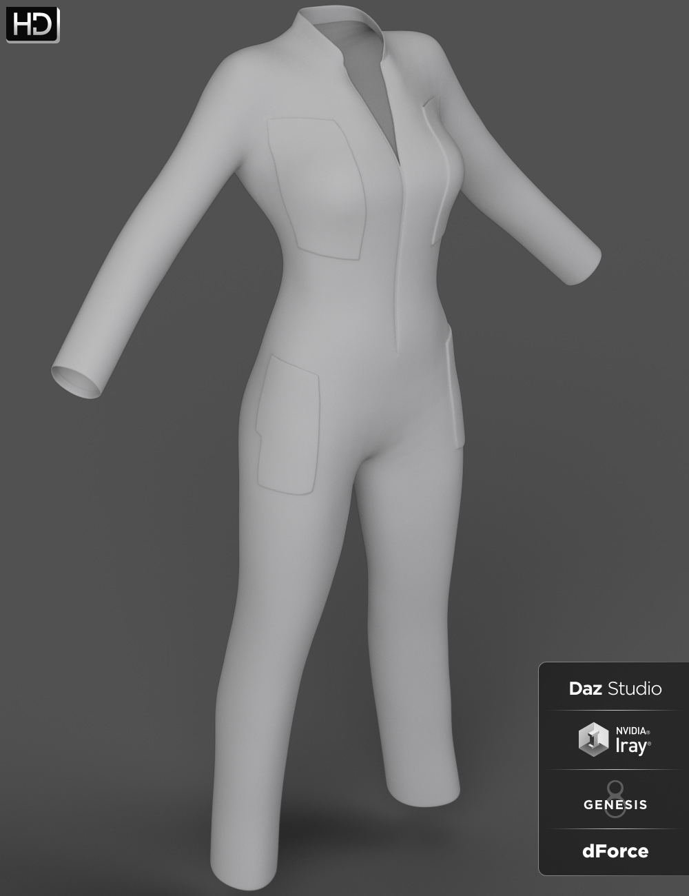 dForce Space Tech Utility Jumpsuit for Genesis 8 Female(s) by: HolbeinC, 3D Models by Daz 3D