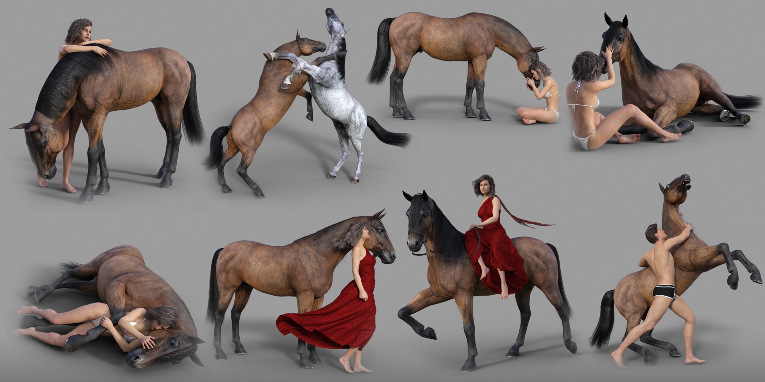 Horse and Rider Poses and Dress for Genesis 8 Horse and Rider Poses and Dress for Genesis 8 by: aurorabreeze, 3D Models by Daz 3D