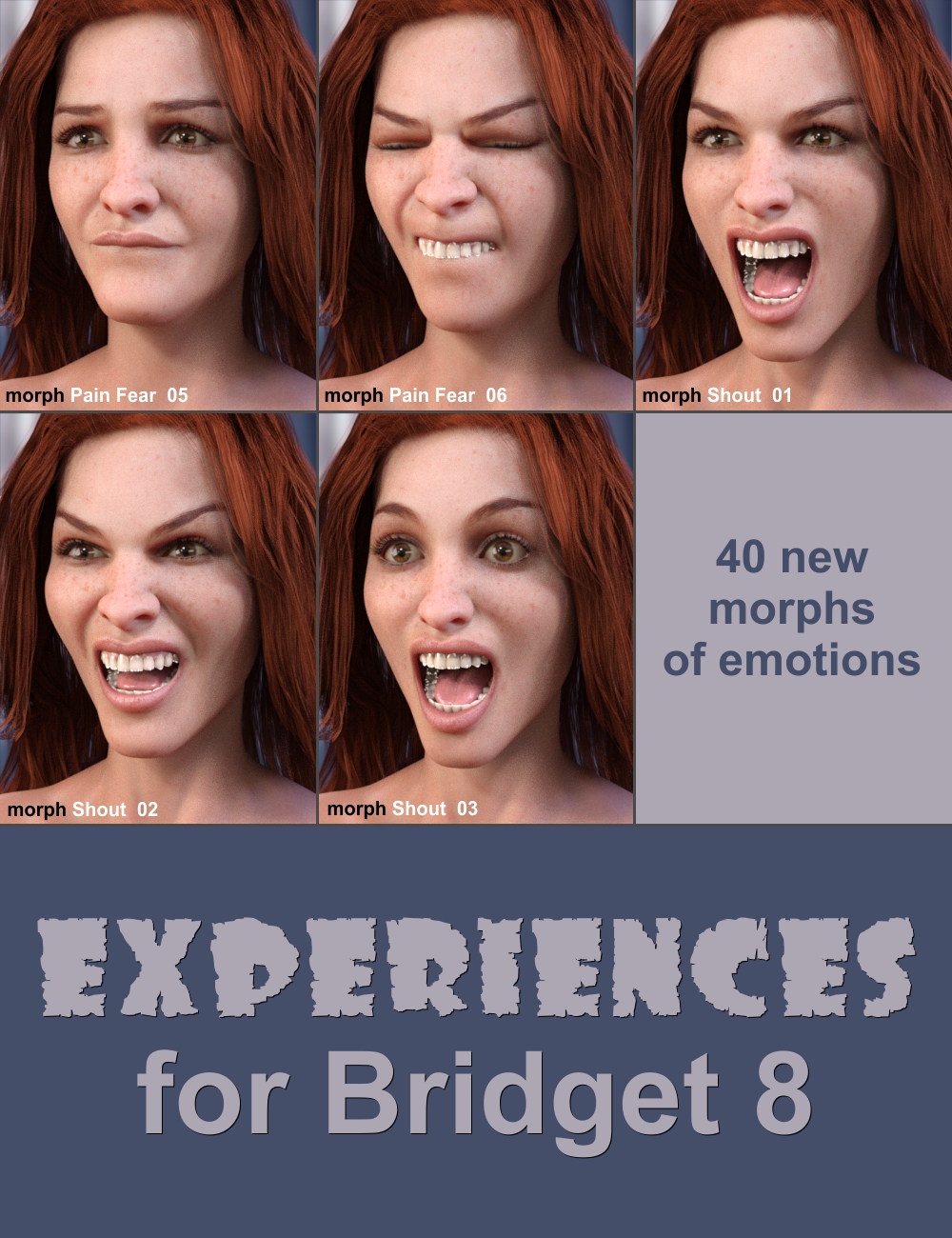 Experiences Expressions for Bridget 8 by: AlFan, 3D Models by Daz 3D