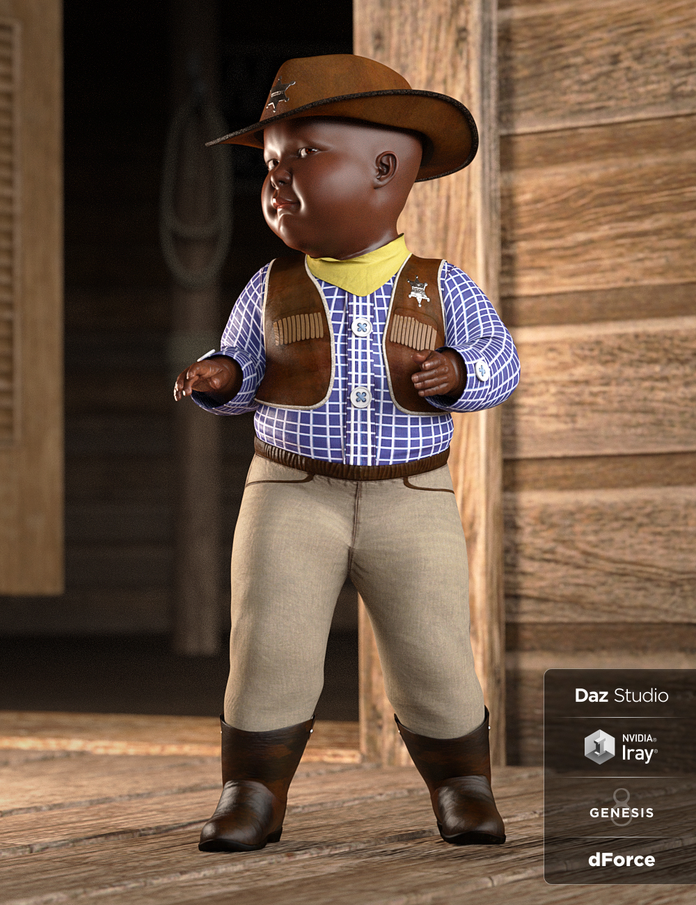 dForce Cowboy Costume Textures by: , 3D Models by Daz 3D
