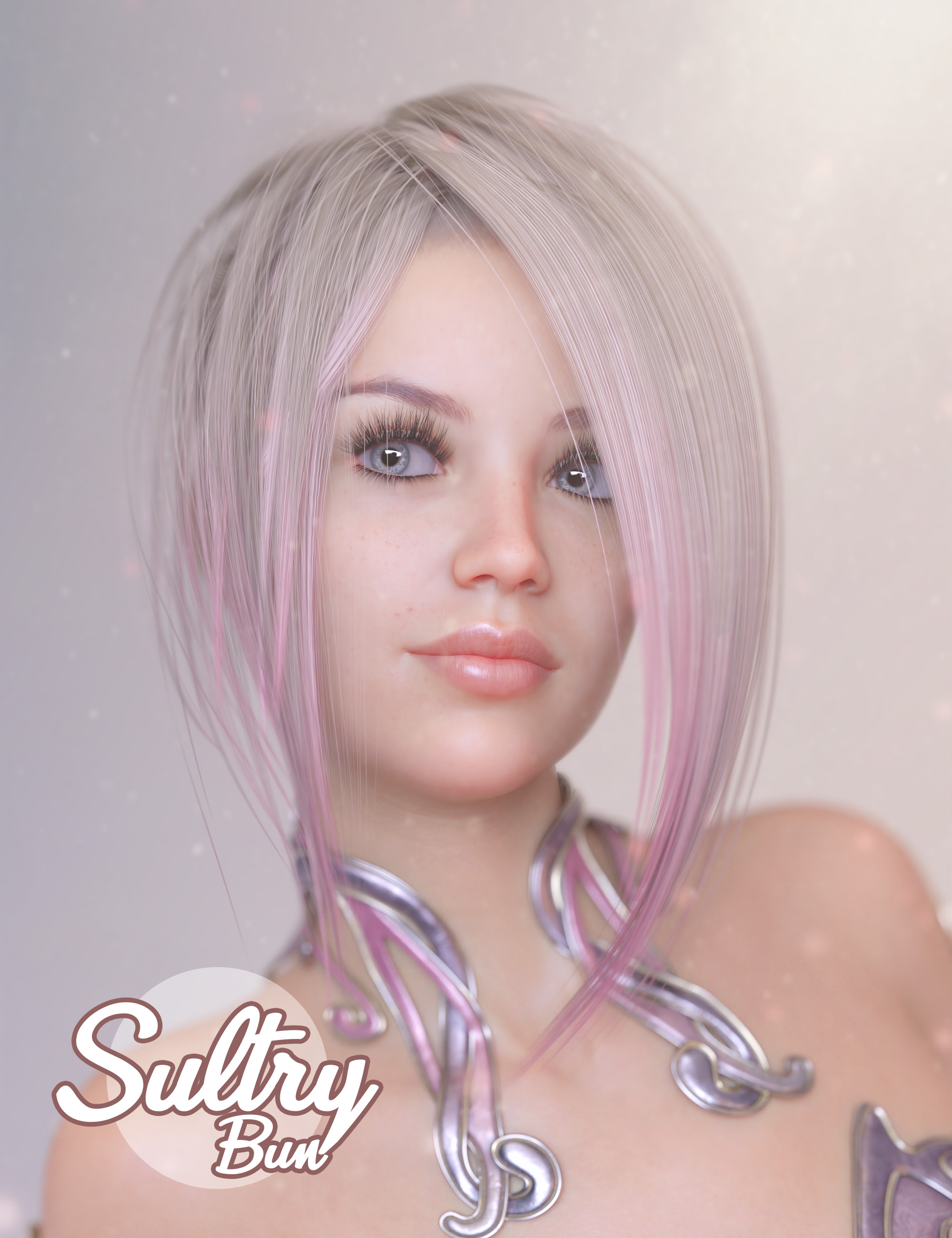 Sultry Bun Hair for Genesis 3 and 8 Female(s) by: Soto, 3D Models by Daz 3D