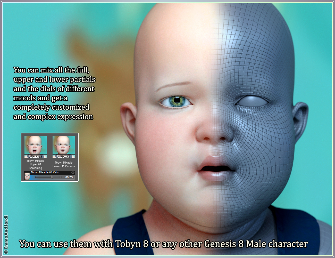 Mixable Expressions for Caryn and Tobyn 8 Mixable Expressions for Caryn and Tobyn 8 by: , 3D Models by Daz 3D