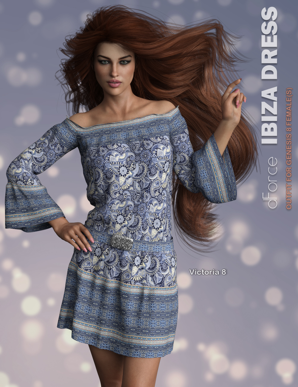 dForce P3D Ibiza Dress for Genesis 8 Female(s) by: P3Design, 3D Models by Daz 3D