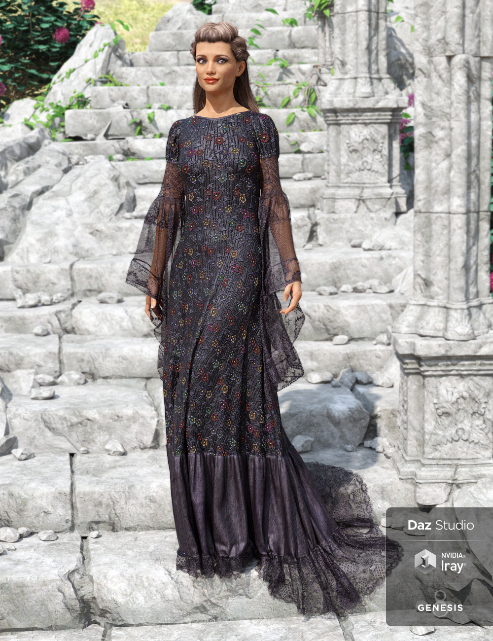 Rochelle Gown: Captivating by: Moonscape GraphicsSade, 3D Models by Daz 3D