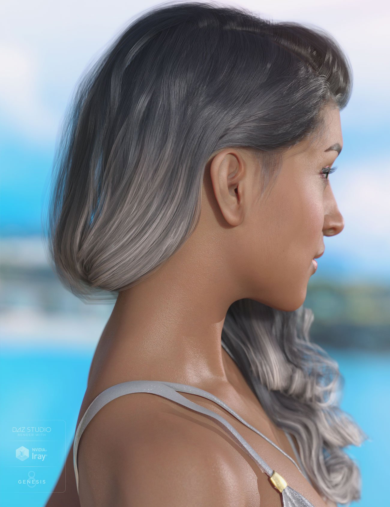 Nesena Hair for Genesis 3 & 8 Female(s) by: AprilYSH, 3D Models by Daz 3D