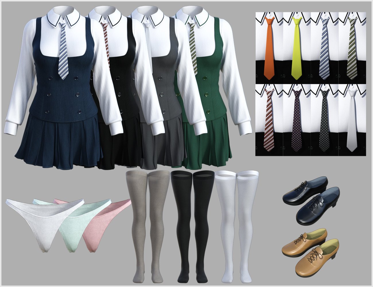 dForce Stylish School Uniform for Genesis 8 Female(s) | Daz 3D