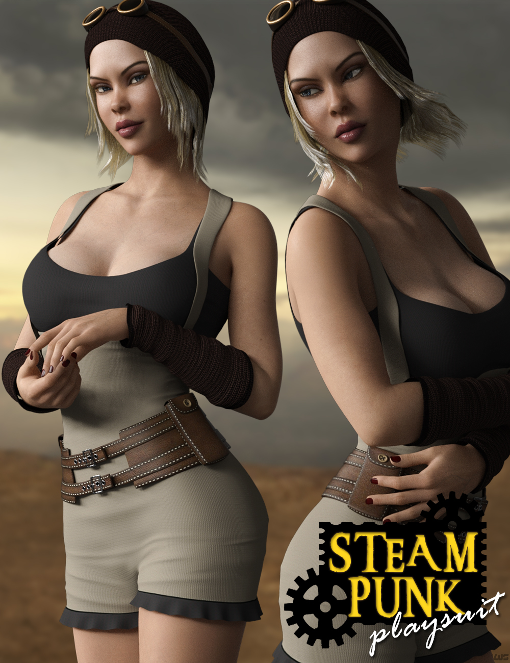 Steampunk Playsuit Outfit Set for Genesis 8 Female(s) by: Mytilus, 3D Models by Daz 3D
