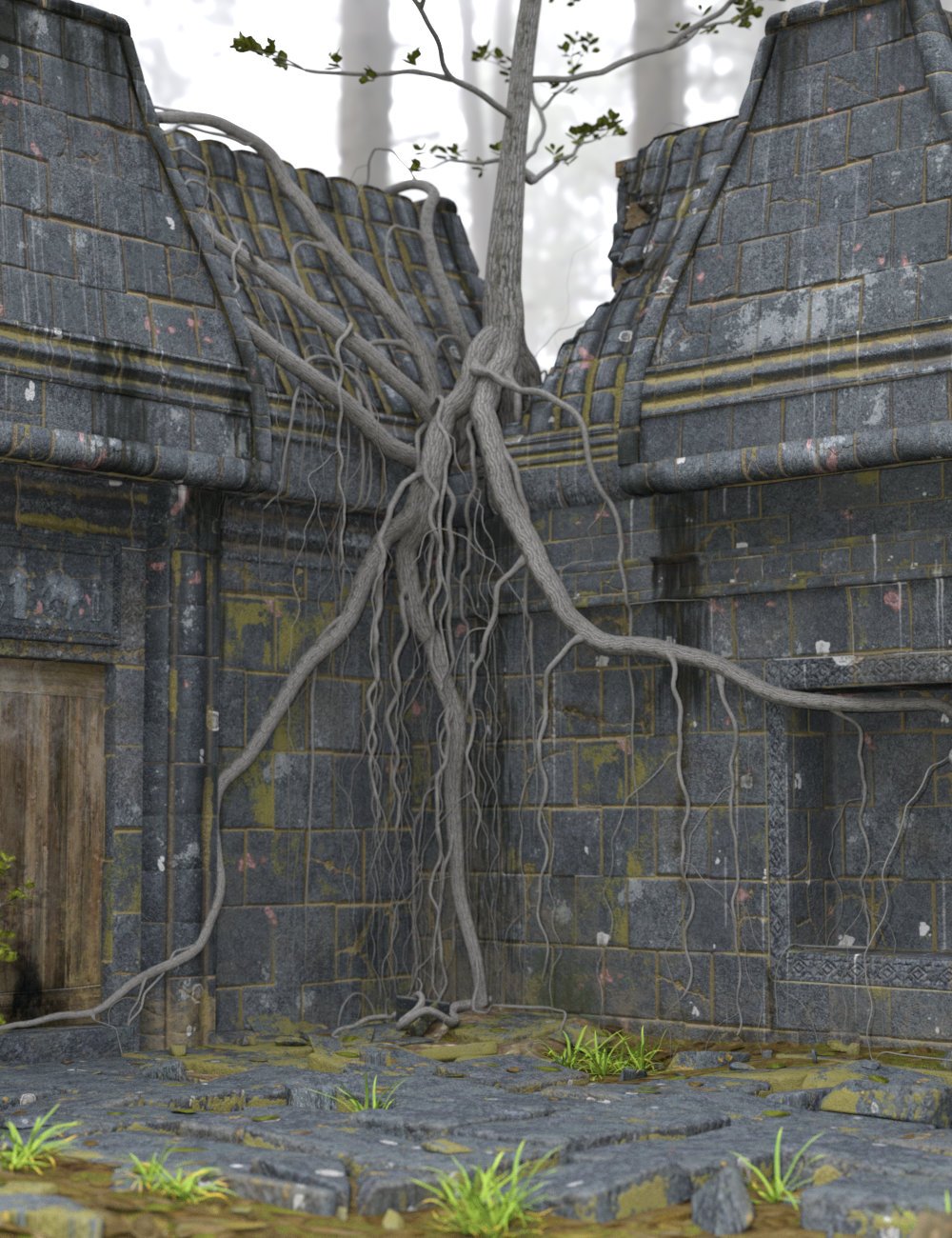 Abandoned Temple Courtyard by: the3dwizard, 3D Models by Daz 3D