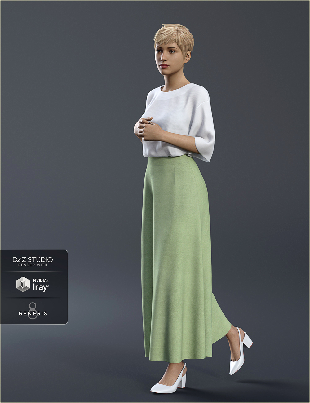dForce H&C Long Skirt Outfit for Genesis 8 Female(s) by: IH Kang, 3D Models by Daz 3D