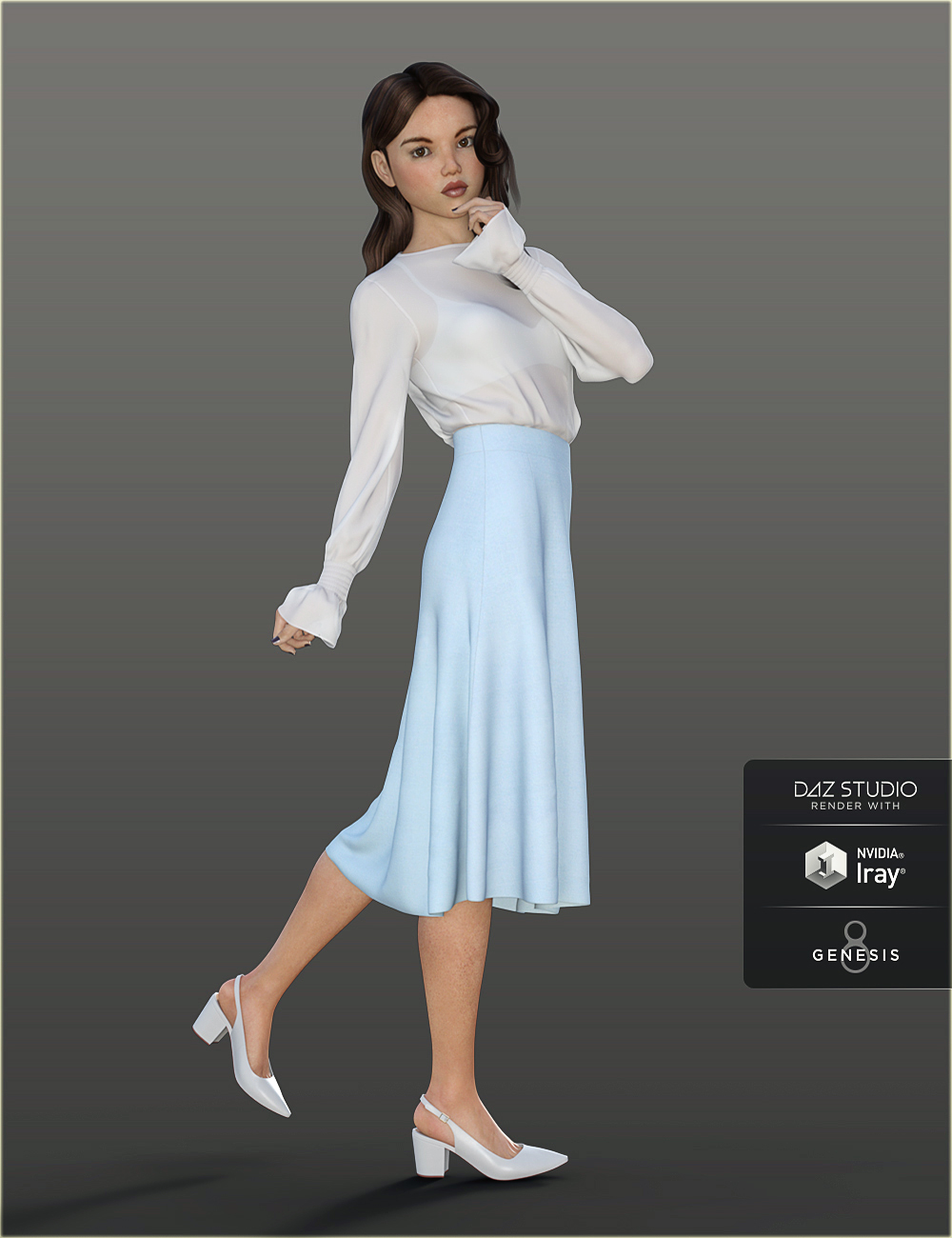 dForce H&C Long Skirt Outfit for Genesis 8 Female(s) by: IH Kang, 3D Models by Daz 3D