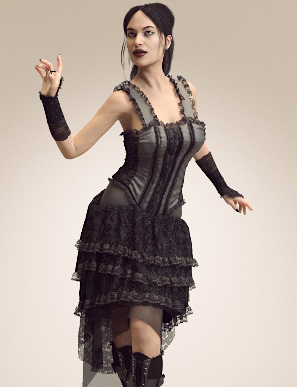 dForce Victorian Goth Outfit for Genesis 8 Female(s) by: Toyen, 3D Models by Daz 3D