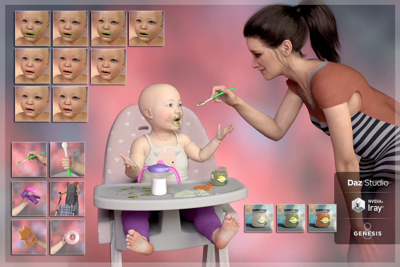Make Me Itsy Bitsy Baby Props and Shaders by: SR3, 3D Models by Daz 3D