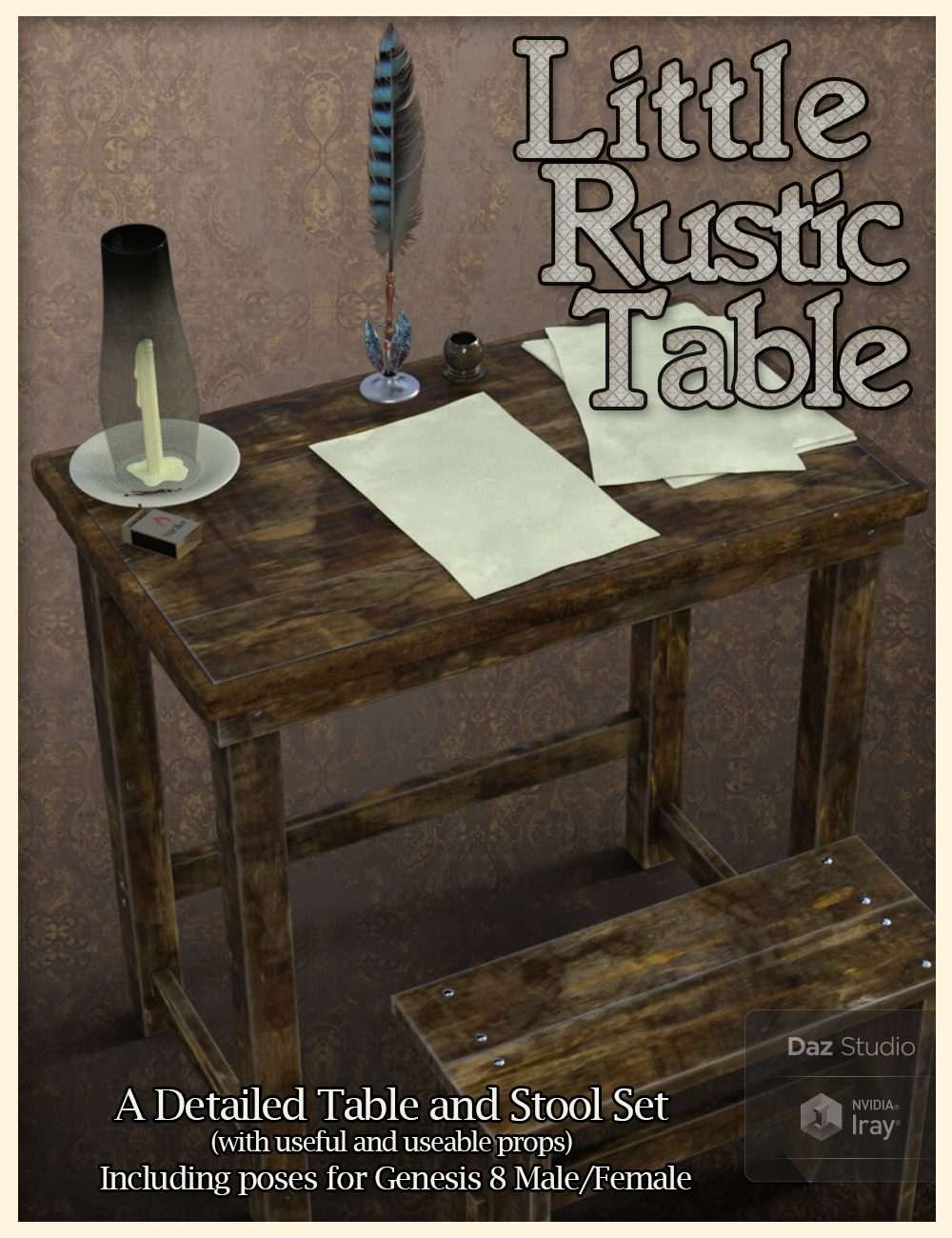 Little Rustic Table by: Td3d, 3D Models by Daz 3D