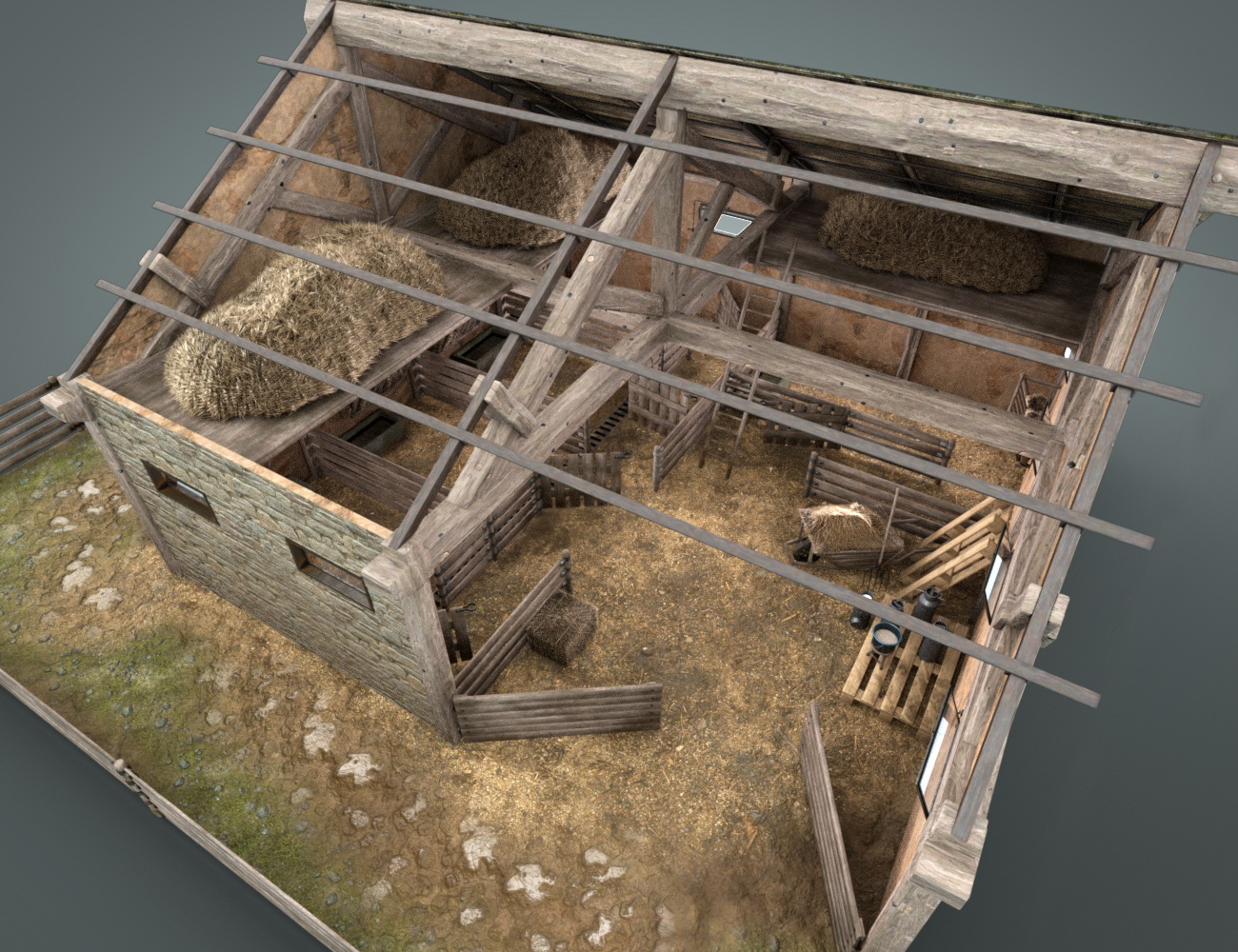 French Cowshed by: Deepsea, 3D Models by Daz 3D