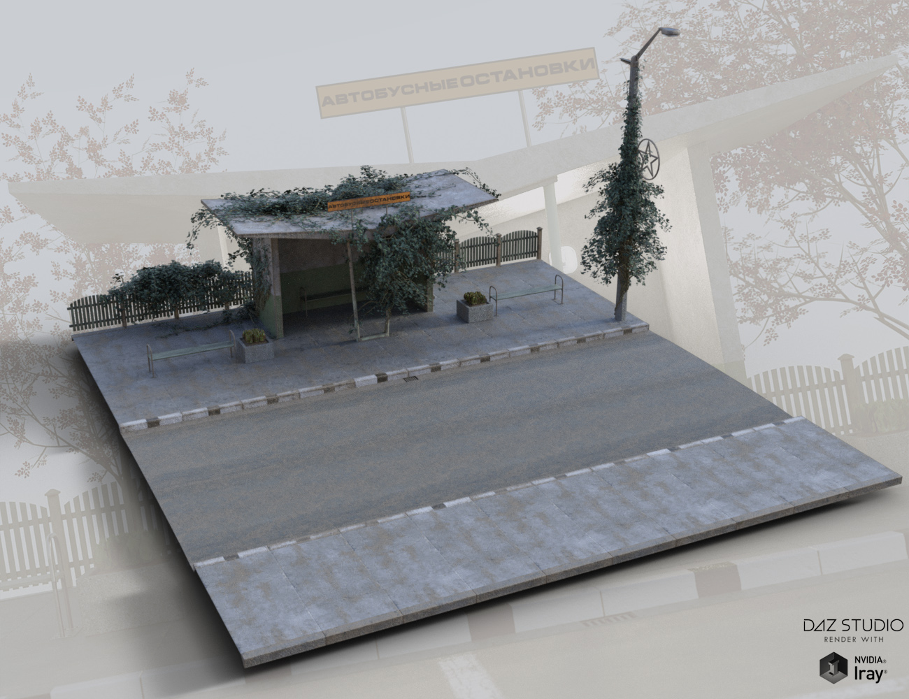 Soviet Bus Stop Forlorn Soviet Bus Stop Forlorn by: David BrinnenForbiddenWhispers, 3D Models by Daz 3D